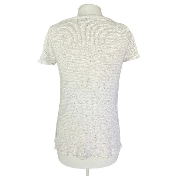 Eileen Fisher Ivory Organic Cotton and Nylon Ribbon Yarn Sweater Top. Large - Picture 4 of 11